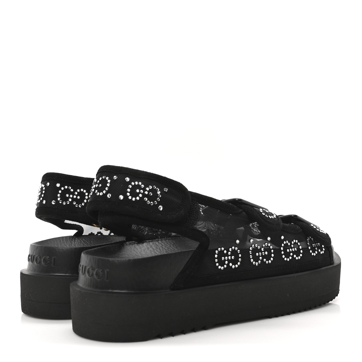 Gucci Tela Retino Kid Scamosciato Crystal GG Monogram Womens Dad Sandals 36 Black 5 of 8
