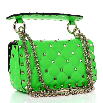 Valentino Garavani Calfskin Mini Rockstud Spike Shoulder Bag Fluo Green 3 of 8