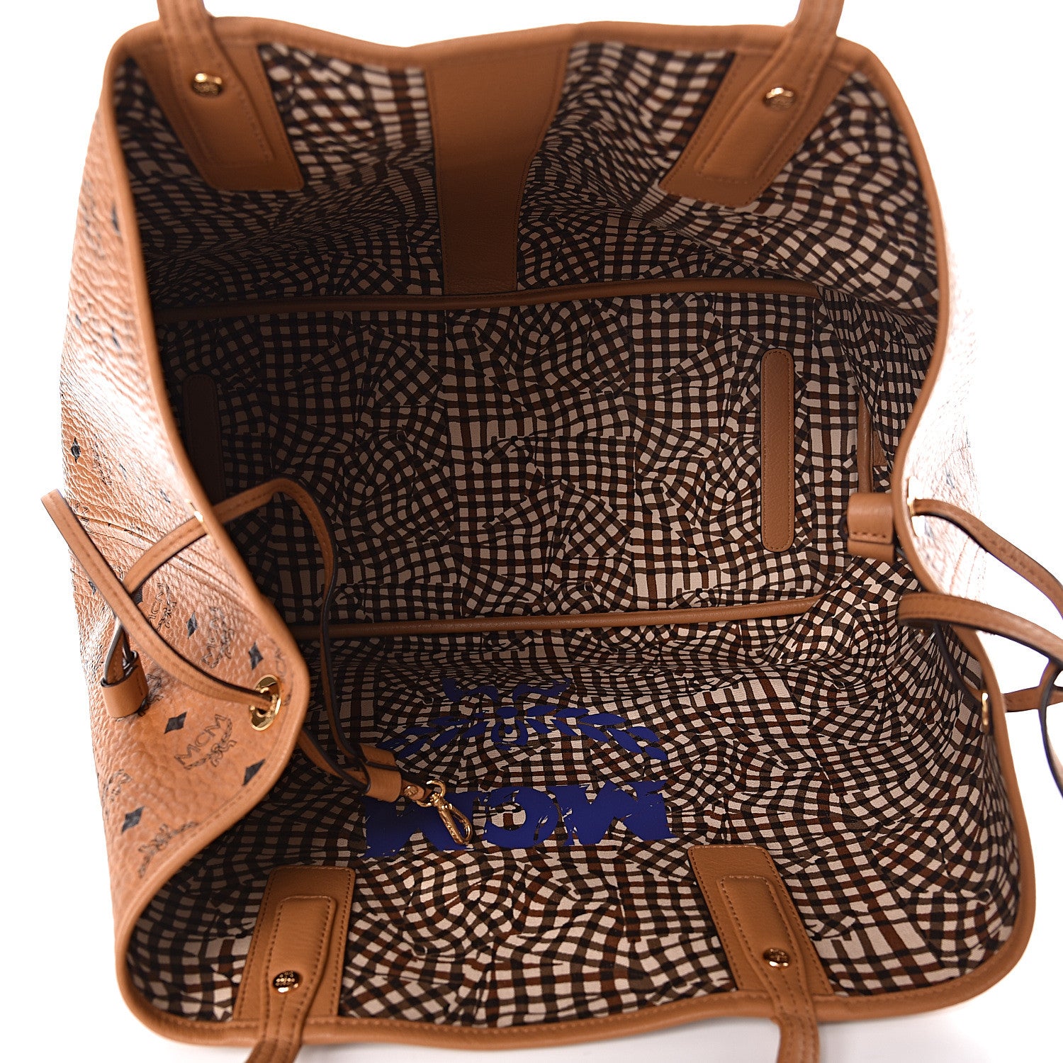 MCM Visetos Large Liz Reversible Shopper Tote Cognac 9 of 18