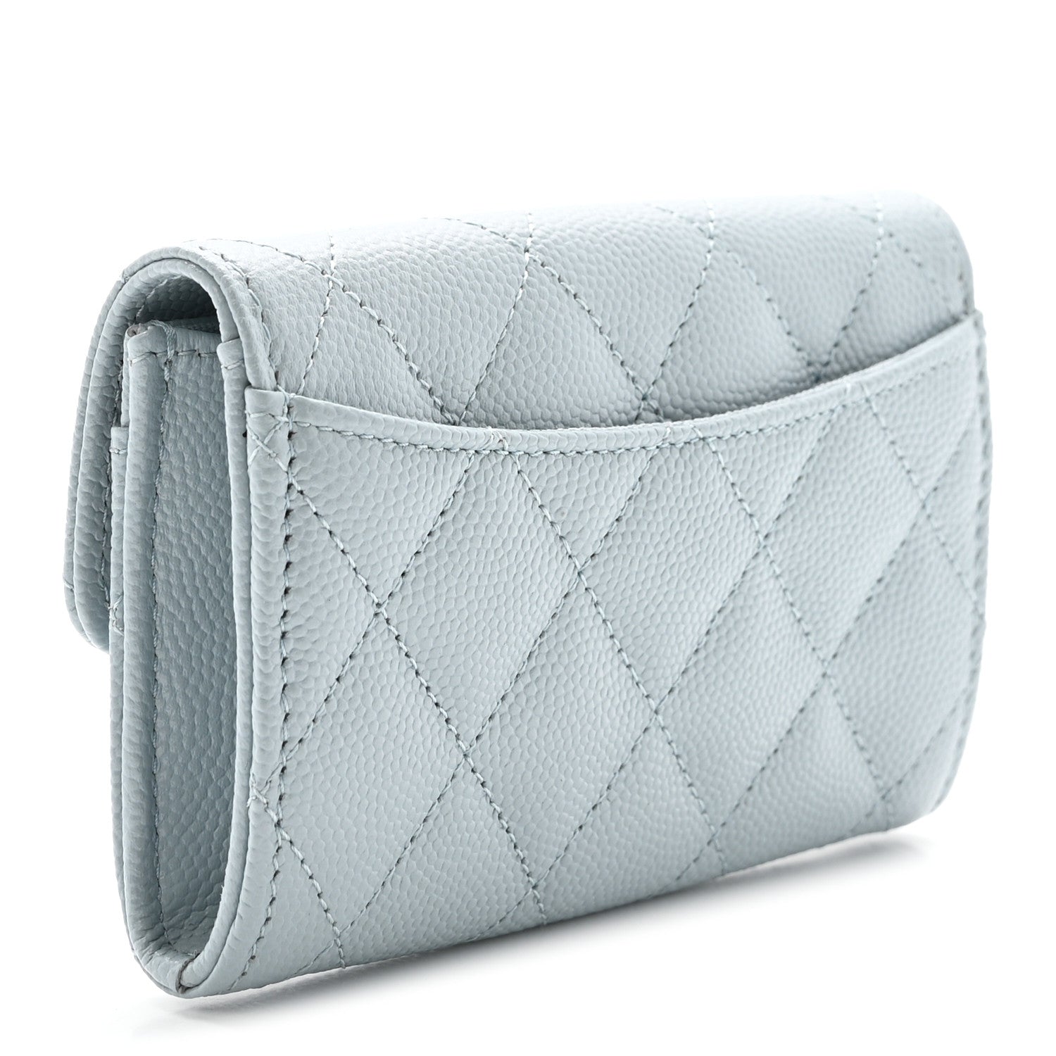 Chanel Caviar Quilted Flap Card Holder Wallet Light Blue 3 of 9