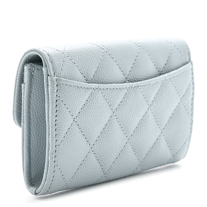Chanel Caviar Quilted Flap Card Holder Wallet Light Blue 3 of 9