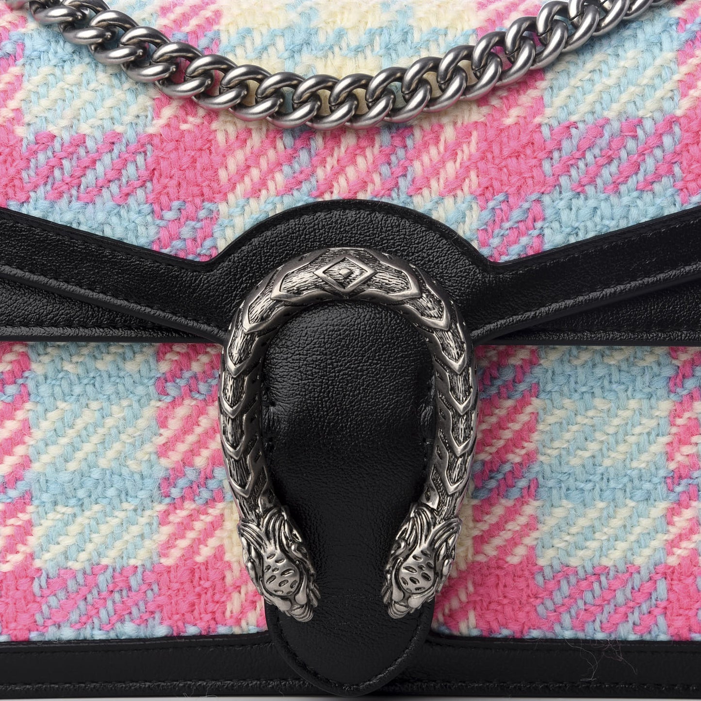Tweed Azalea Calfskin Candy Madras Small Dionysus Shoulder Bag Blue Pink Black
