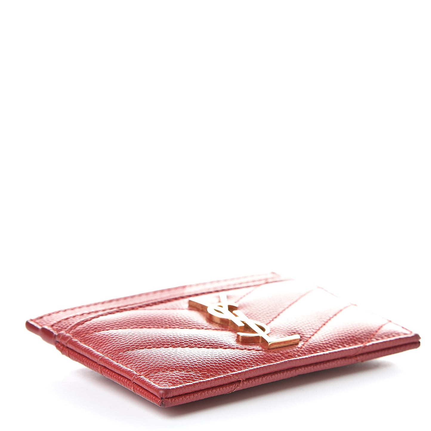 Grain De Poudre Matelasse Chevron Monogram Credit Card Case New Red