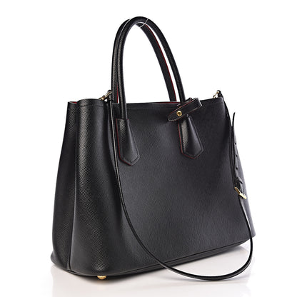 Prada Saffiano Cuir Medium Double Bag Black Fuoco 3 of 13