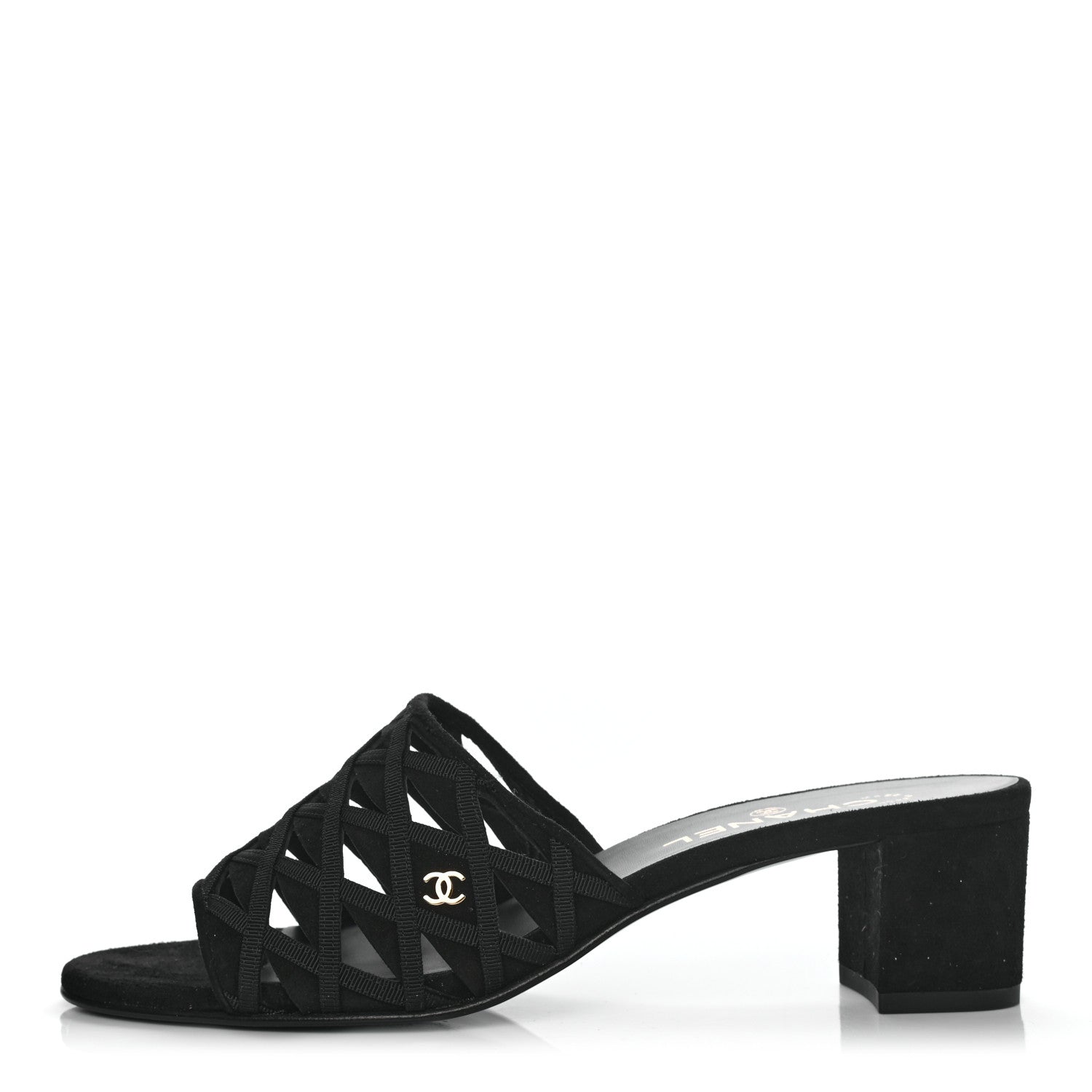 Chanel Suede Grosgrain Sandals 40 Black 1 of 7