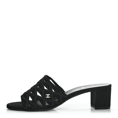 Chanel Suede Grosgrain Sandals 40 Black 1 of 7