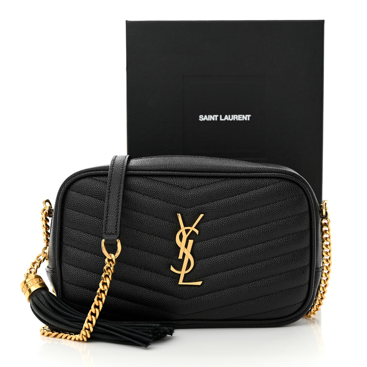 Saint Laurent Grain De Poudre Matelasse Monogram Mini Lou Camera Bag Black 12 of 12