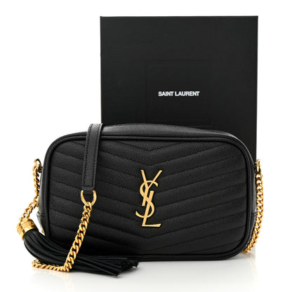 Saint Laurent Grain De Poudre Matelasse Monogram Mini Lou Camera Bag Black 12 of 12