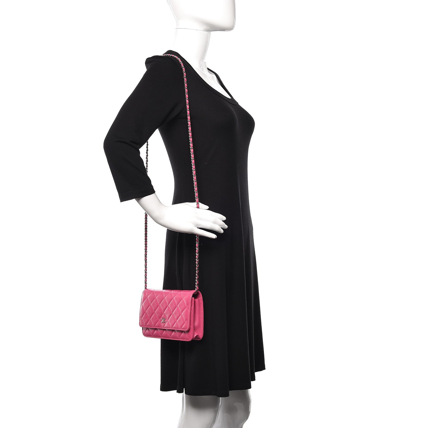 Chanel Caviar Quilted Wallet on Chain WOC Pink 2 of 13