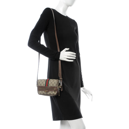 Gucci GG Supreme Monogram Web Mini Ophidia Shoulder Bag Brown 2 of 8