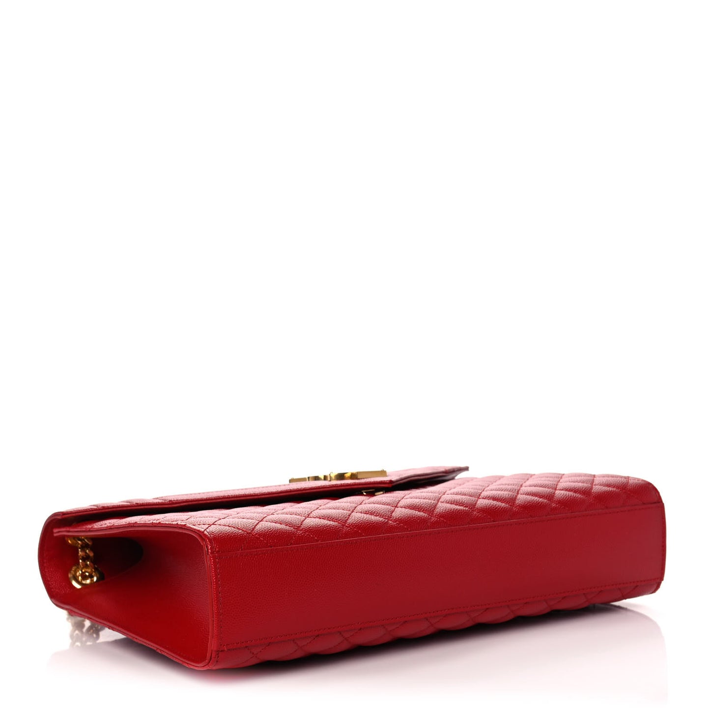 Grain De Poudre Mixed Matelasse Large Triquilt Monogram Satchel New Red