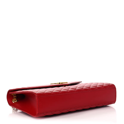 Saint Laurent Grain De Poudre Mixed Matelasse Large Triquilt Monogram Satchel New Red 4 of 10