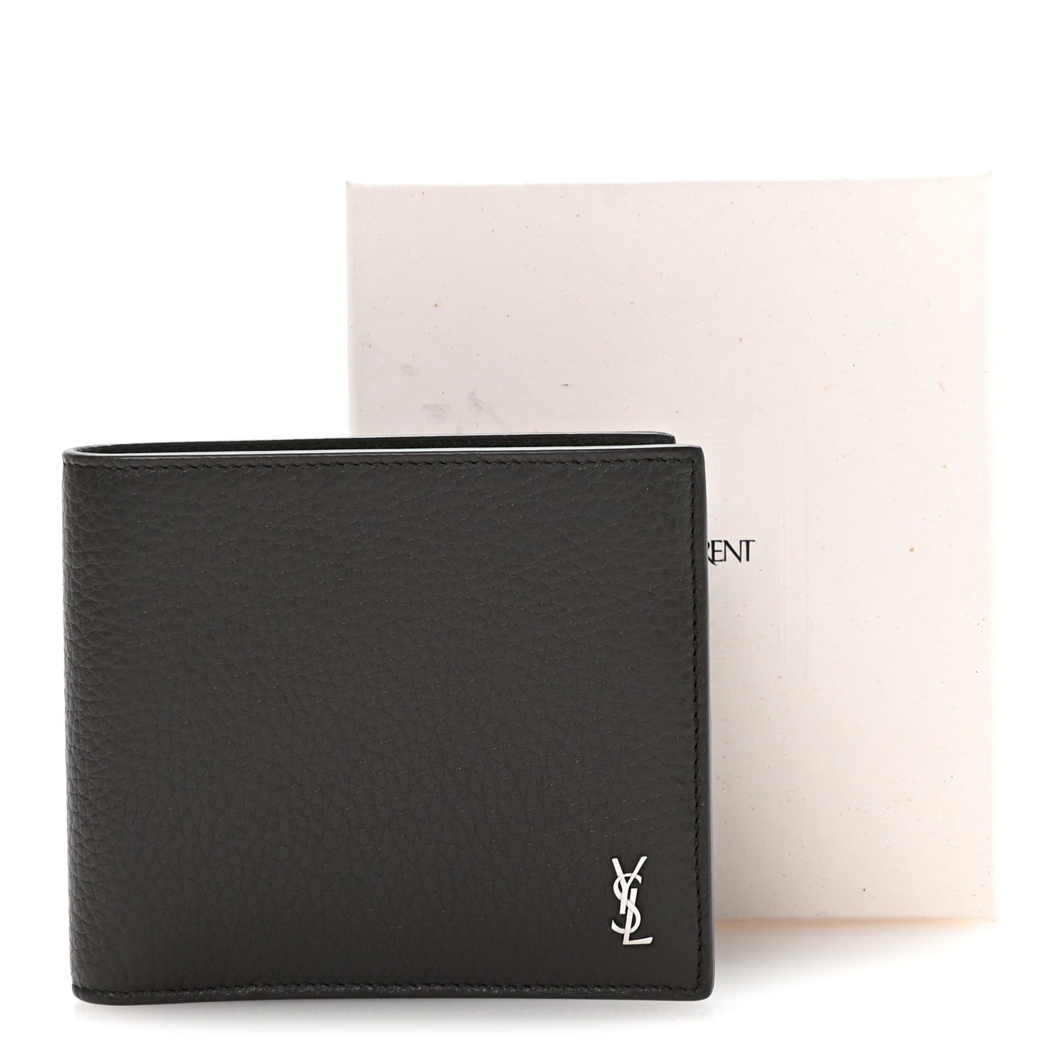 Saint Laurent Calfskin Cassandre Bi-Fold Wallet Grey 8 of 8