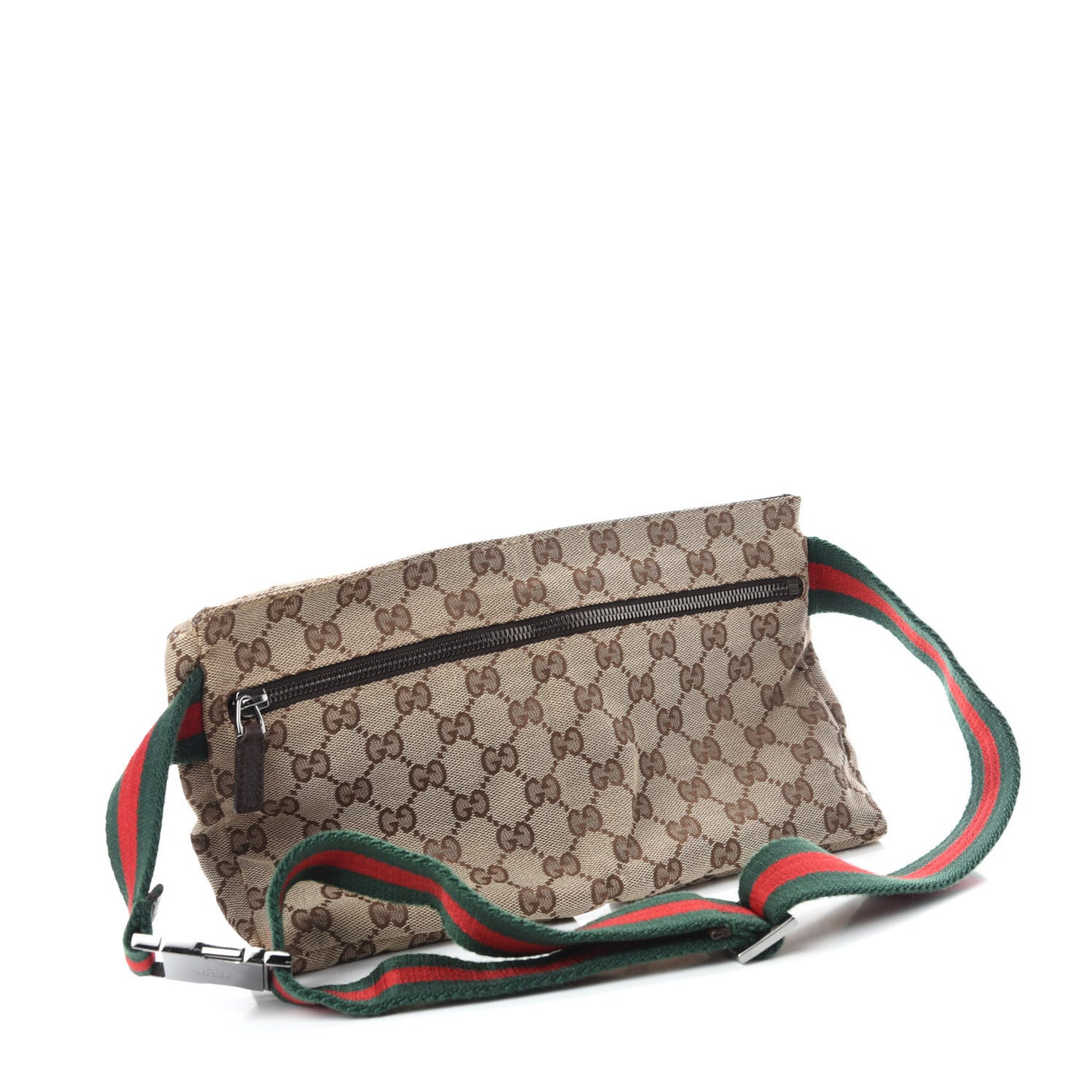 GG Monogram Double Pocket Belt Bag Dark Brown
