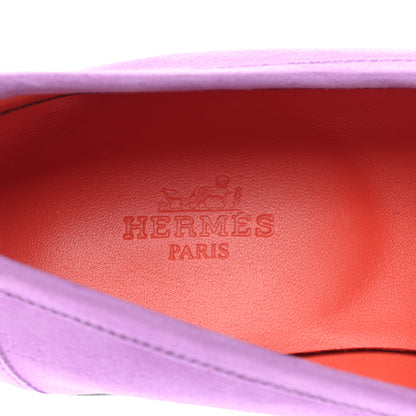 Hermes Suede Goatskin Womens Royal Loafers 36 Violet Parme 7 of 8