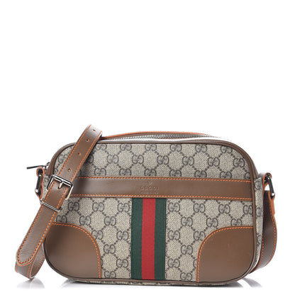 Gucci GG Supreme Monogram Web Medium Shoulder Bag Brown 1 of 10