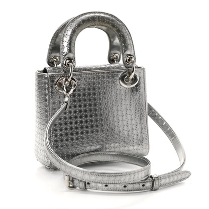 Christian Dior Metallic Patent Micro-Cannage Mini Lady Dior Silver 3 of 10