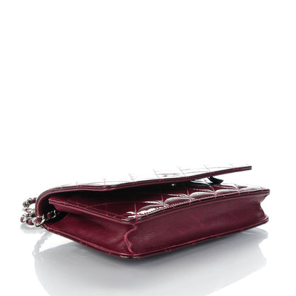 Chanel Patent Quilted Wallet On Chain WOC in Dark Red 4 of 8