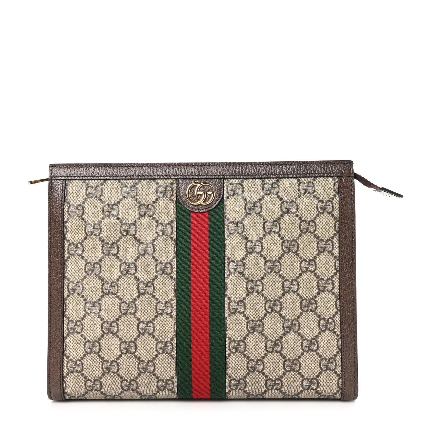 GG Supreme Monogram Web Ophidia Pouch Brown