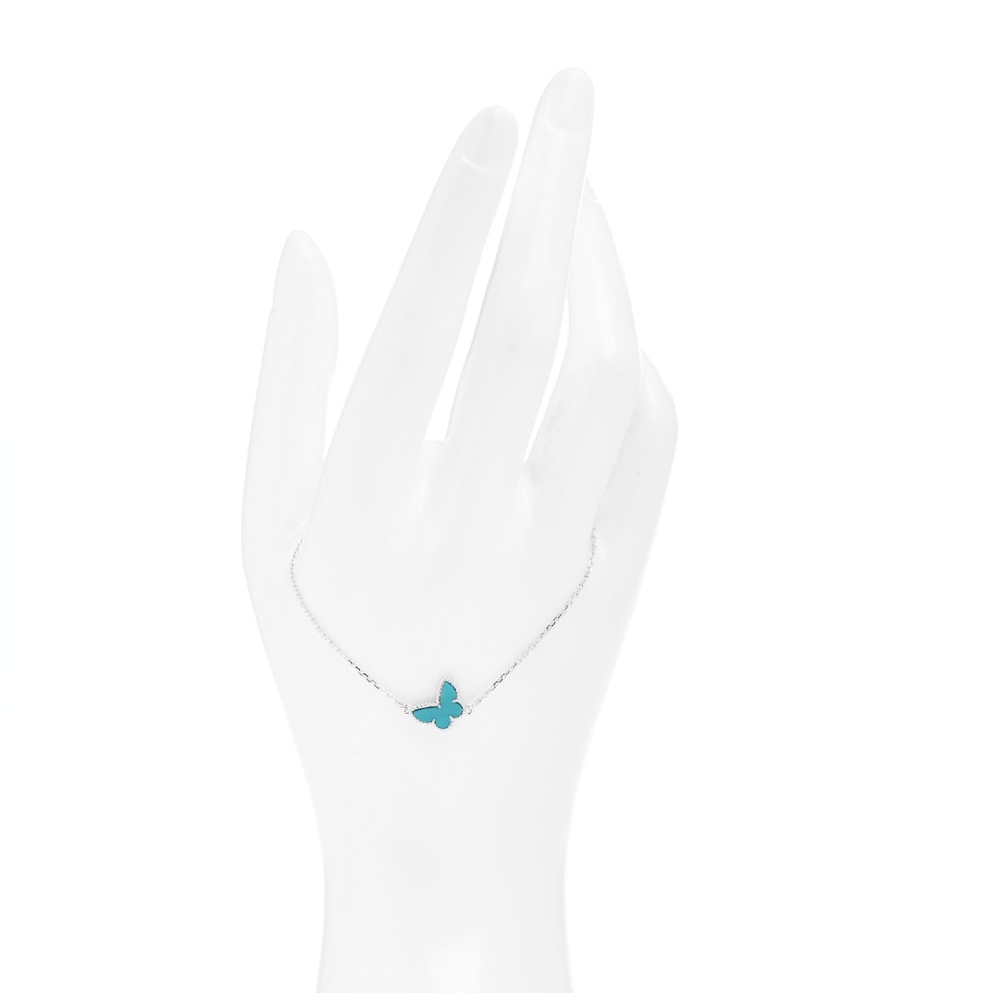 18K White Gold Turquoise Sweet Alhambra Butterfly Bracelet