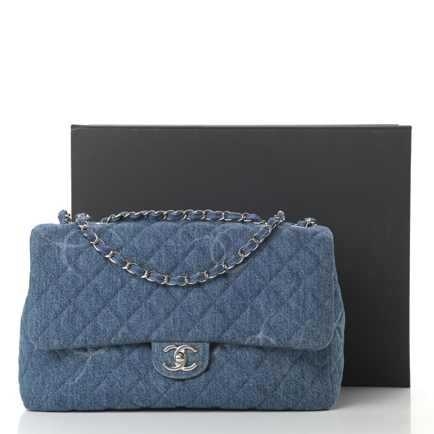 Chanel Denim Quilted Jumbo CC In Denim Single Flap Blue 11 of 11