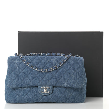 Chanel Denim Quilted Jumbo CC In Denim Single Flap Blue 11 of 11