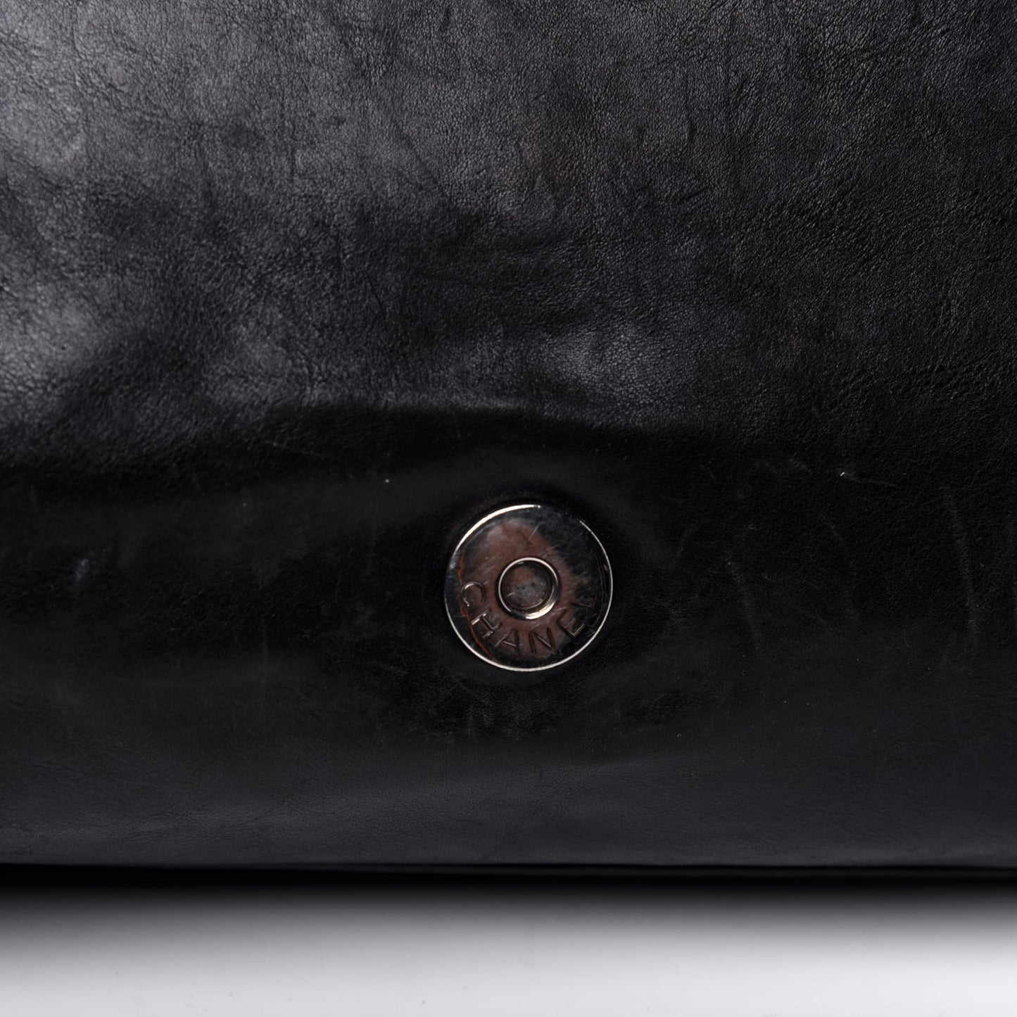 Calfskin Large Rock and Chain Flap Black