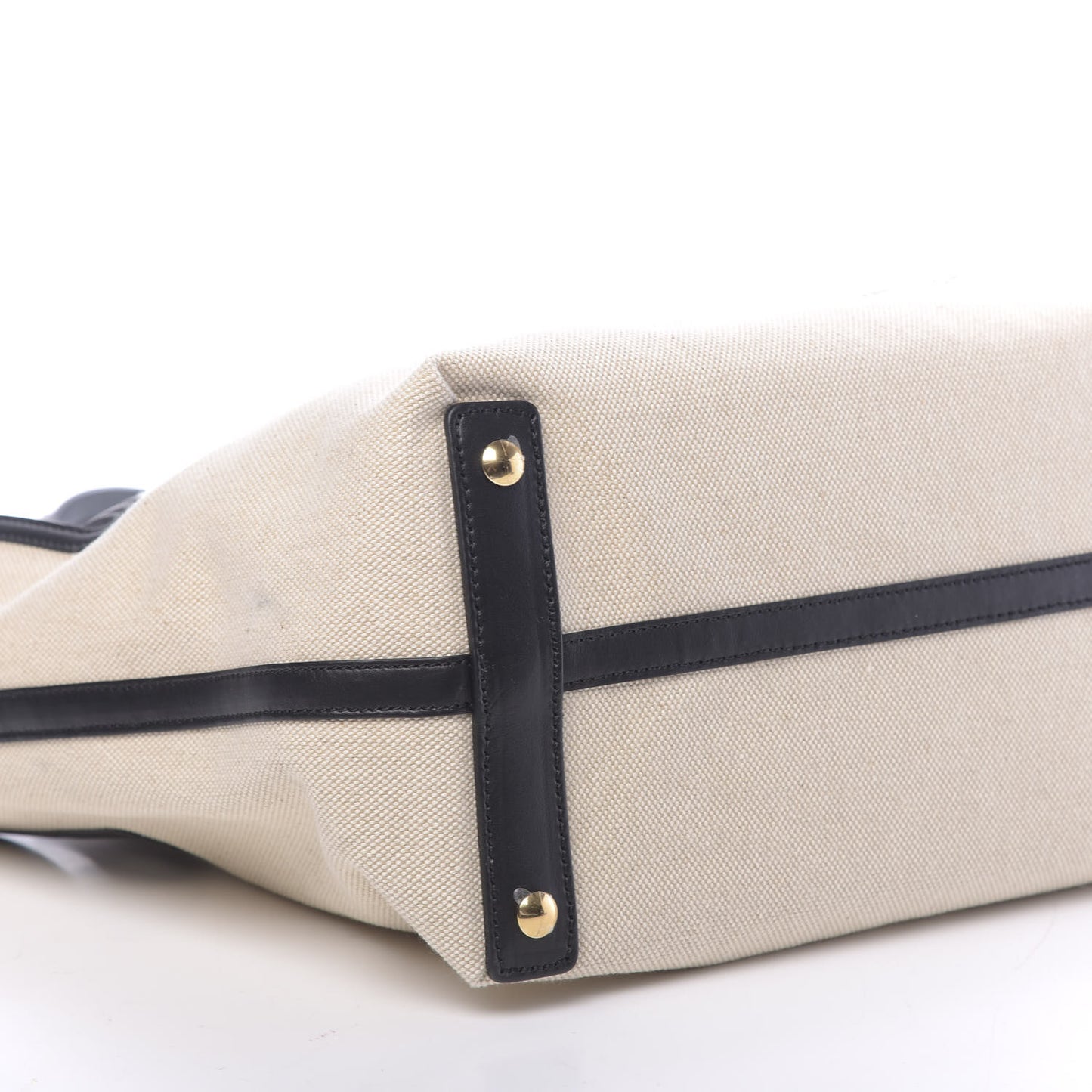 Cotton Soft Canvas Calfskin Medium Belt Tote Natural Black
