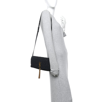 Saint Laurent Raffia Monogram Tassel Kate 99 Black 2 of 12