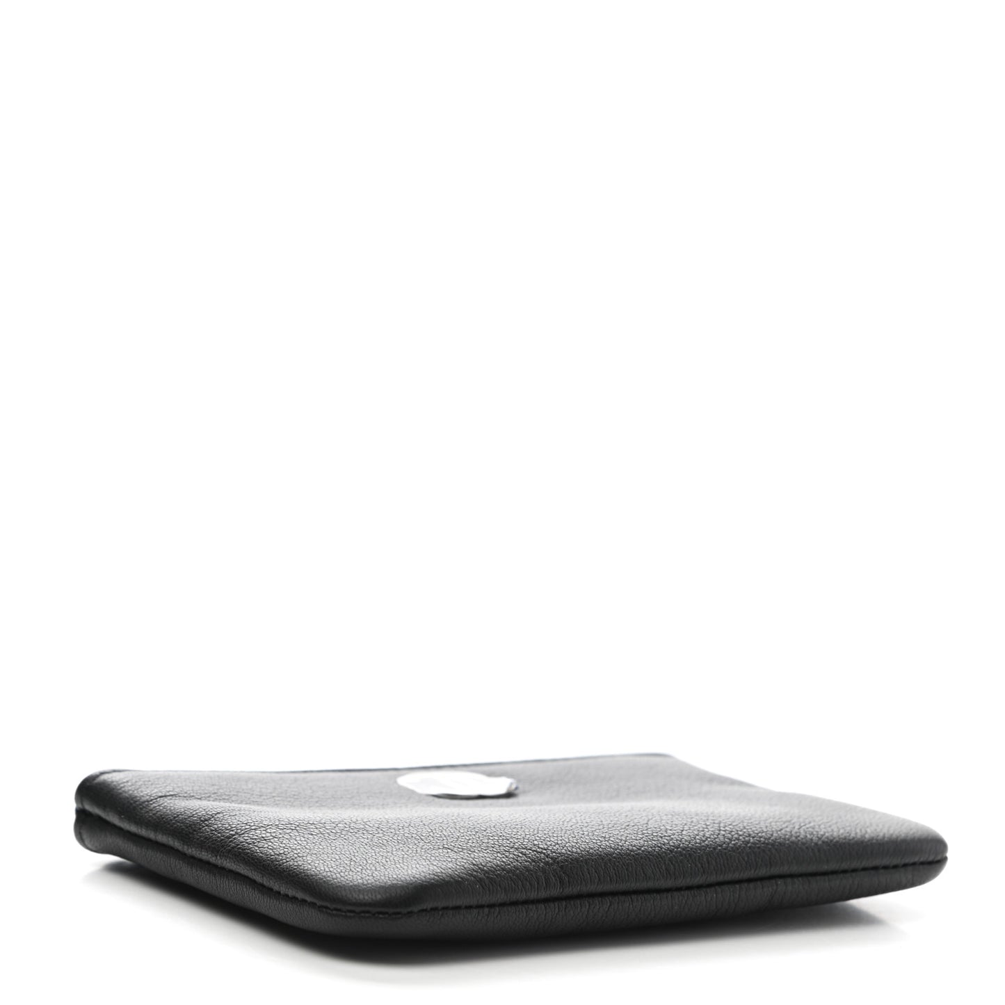 Goatskin Camellia CC Cosmetic Pouch Black