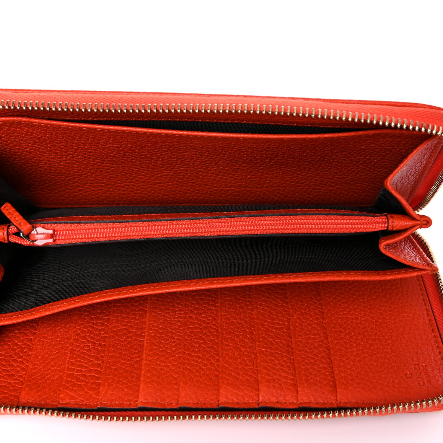 Gucci Pebbled Calfskin Soho Zip Around Wallet Sun Orange 6 of 11