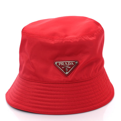 Prada Re-Nylon Metal Triangle Logo Womens Bucket Hat S Rosso 3 of 8