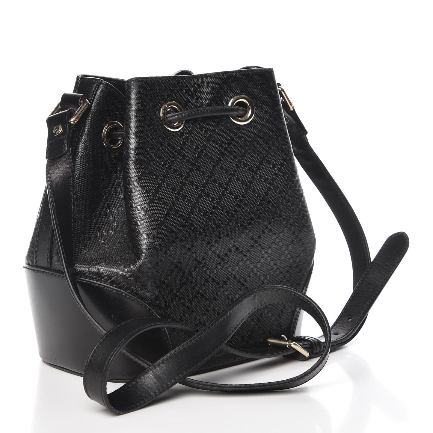 Bright Diamante Small Bucket Bag Black