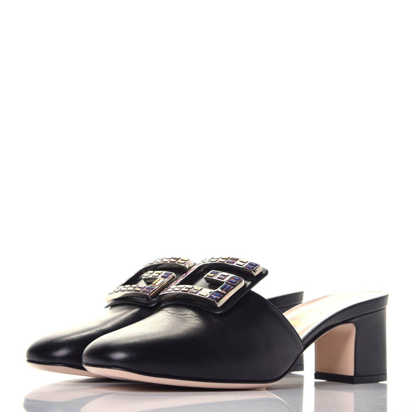 Malaga Kid Crystal Square G Madelyn Mules 36.5 Black