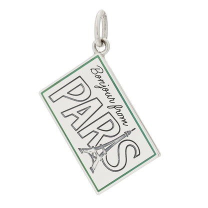 Tiffany Sterling Silver Enamel Paris Postcard Charm Blue 1 of 4