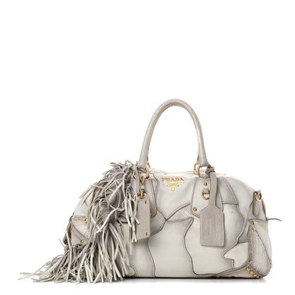 Prada Cervo Patchwork Fringe Bowler Bianco 1 of 21