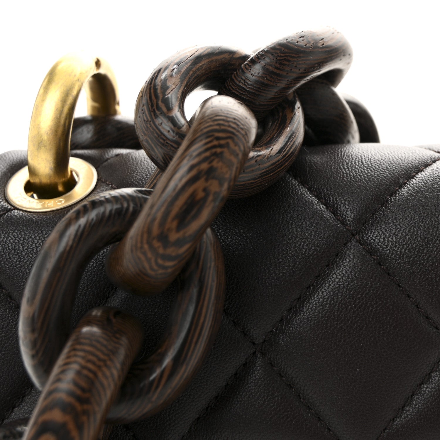 Chanel Lambskin Wenge Quilted Mini Fashion Wood Square Flap Dark Purple 8 of 11