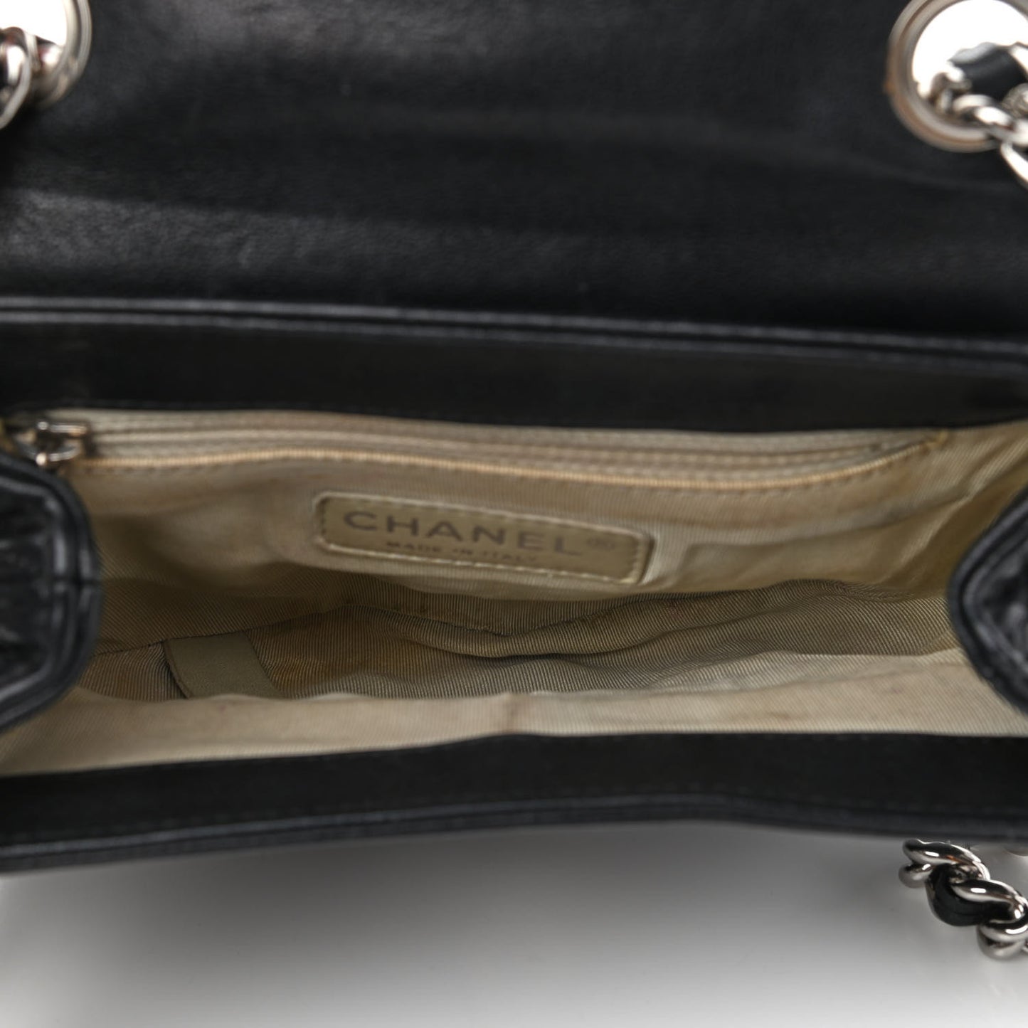 Washed Lambskin Quilted Mini Chain Around Flap Black