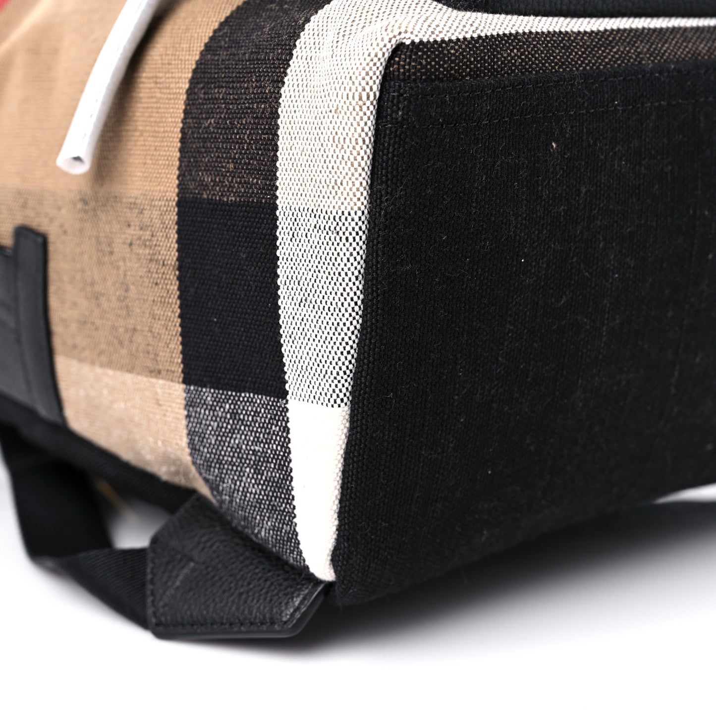 Mega Check Calfskin Abbeydale Simple Backpack Black Camel