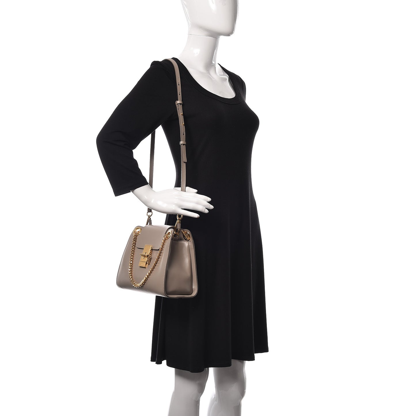 Shiny Calfskin Mini Annie Shoulder Bag Motty Grey