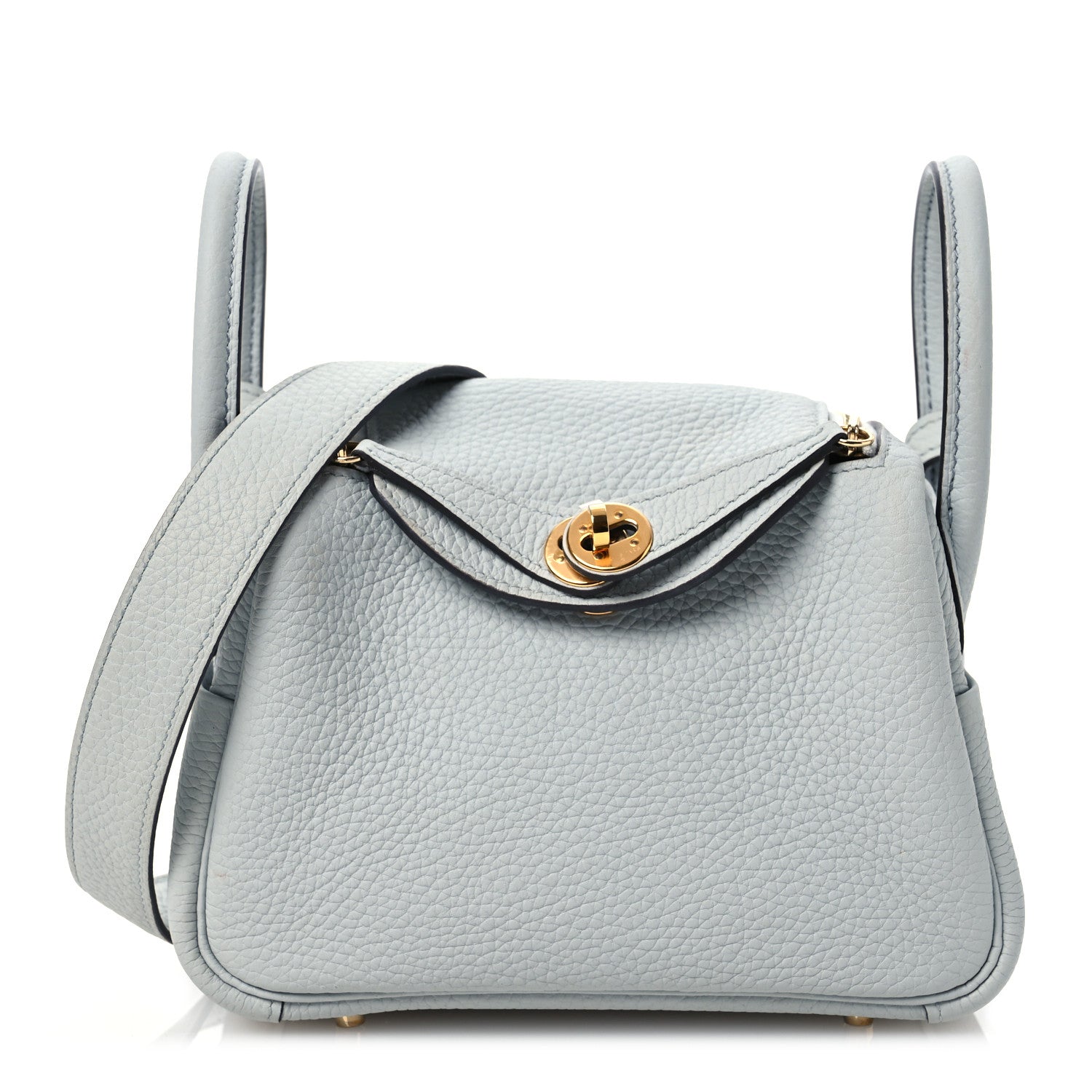 Hermes Taurillon Clemence Mini Lindy 20 Bleu Pale 1 of 13
