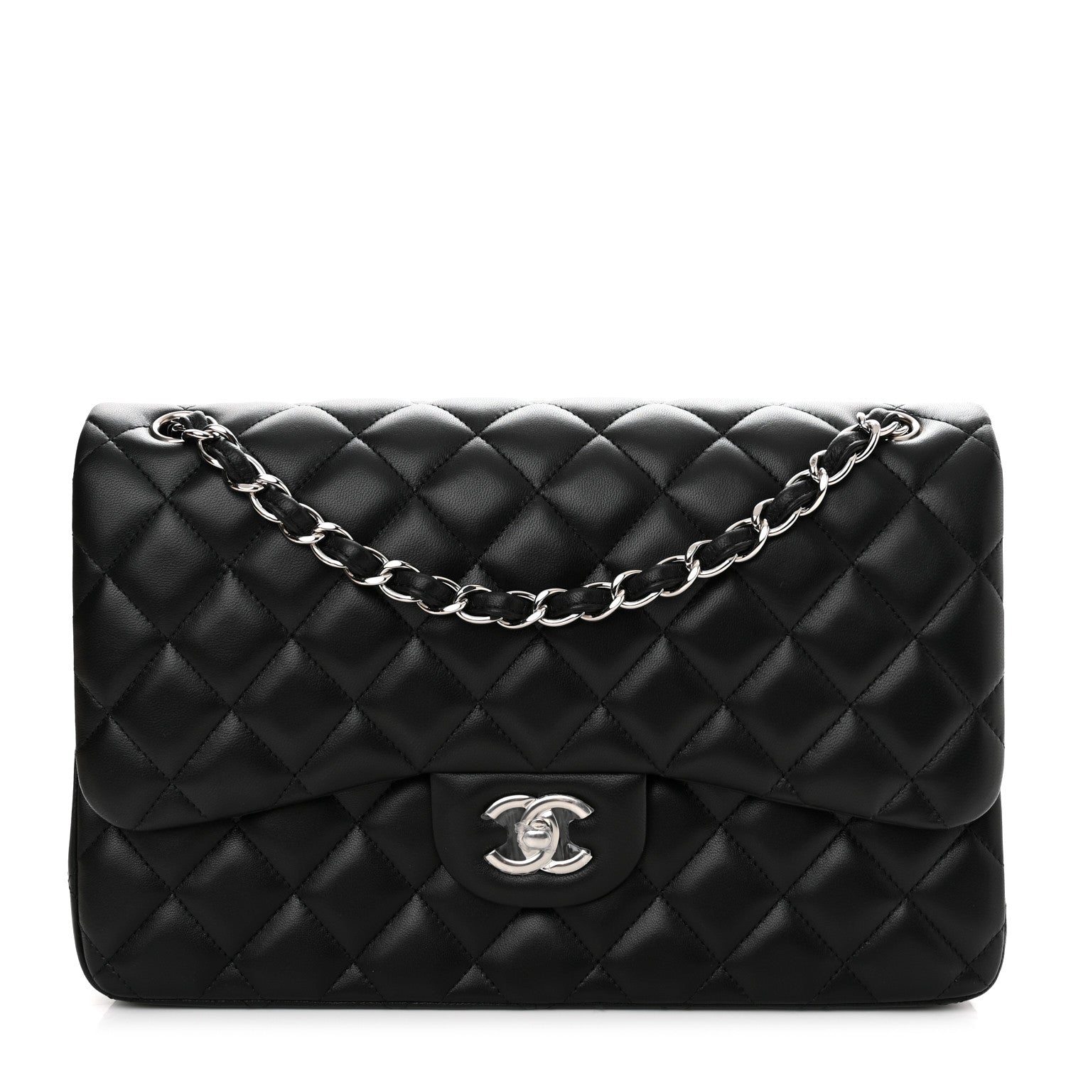 Chanel Lambskin Quilted Jumbo Double Flap Black 1 of 11