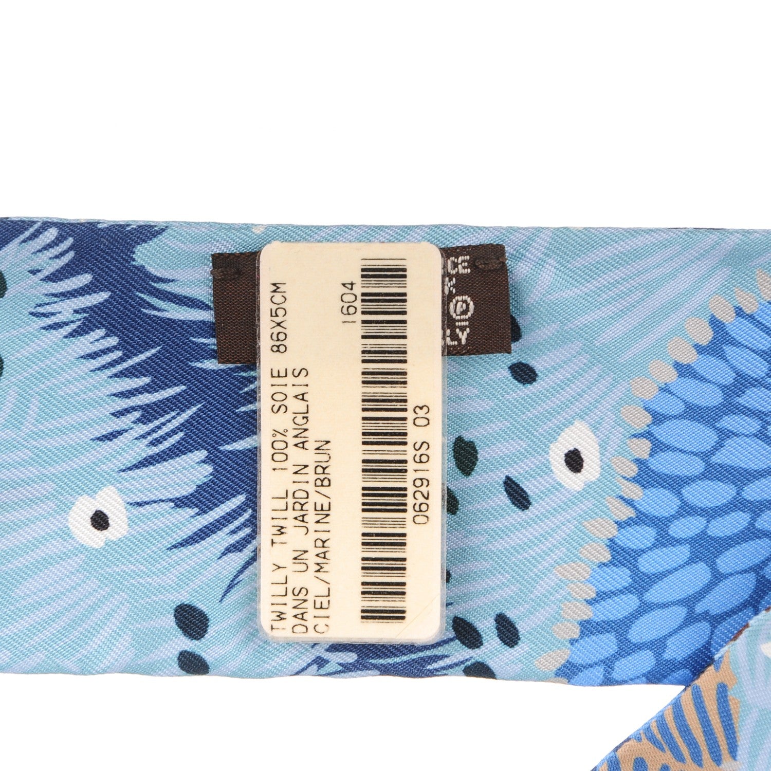 Hermes Silk Dans un Jardin Anglais Twilly Ciel Marine Brun 3 of 5