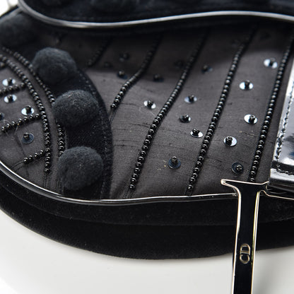 Christian Dior Velvet Nylon Pom Pom Saddle Bag Black 11 of 15