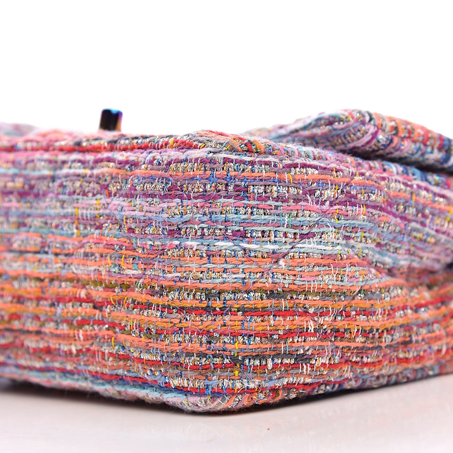Tweed Quilted Mini Rectangular Flap Blue Pink Orange