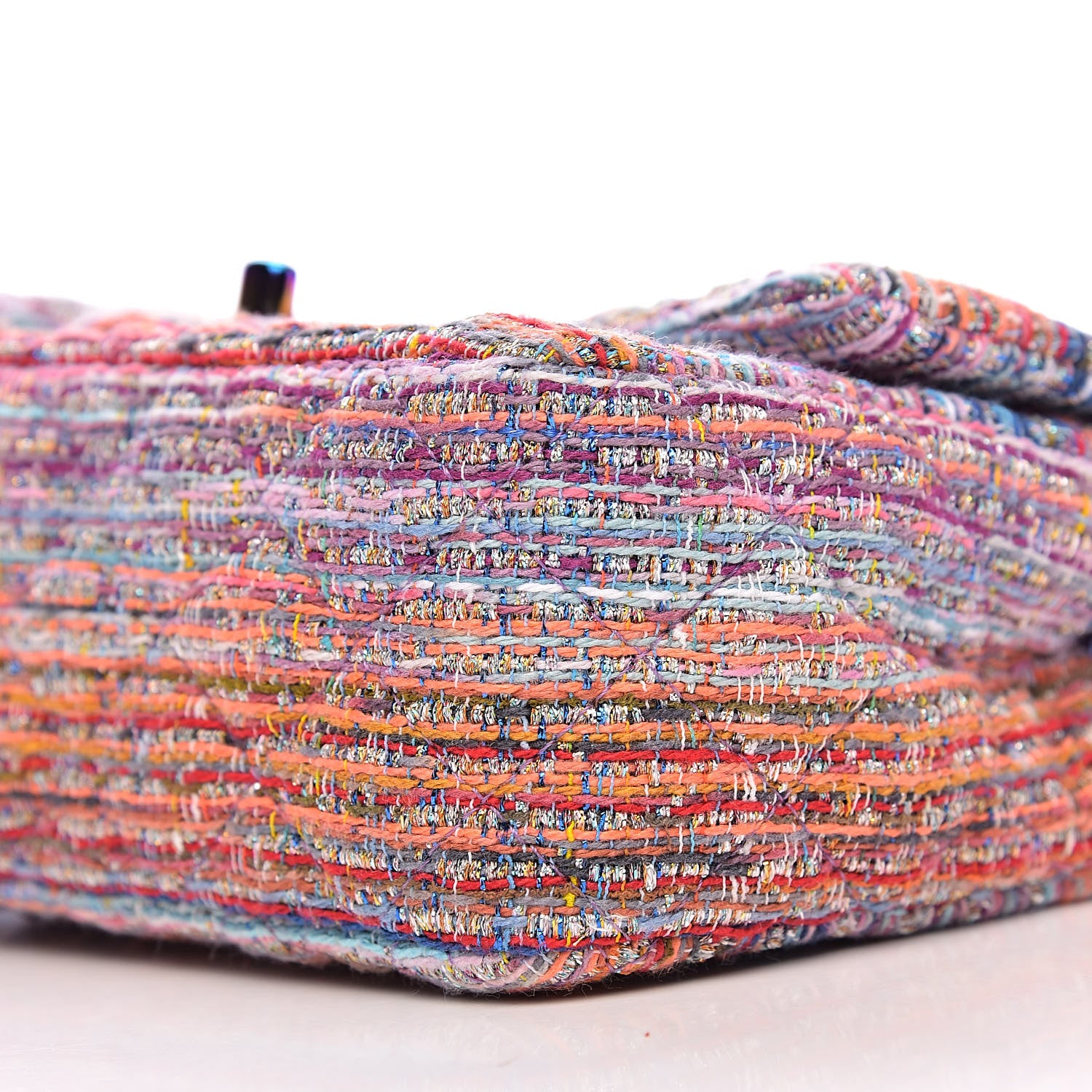 Chanel Tweed Quilted Mini Rectangular Flap Blue Pink Orange 9 of 10