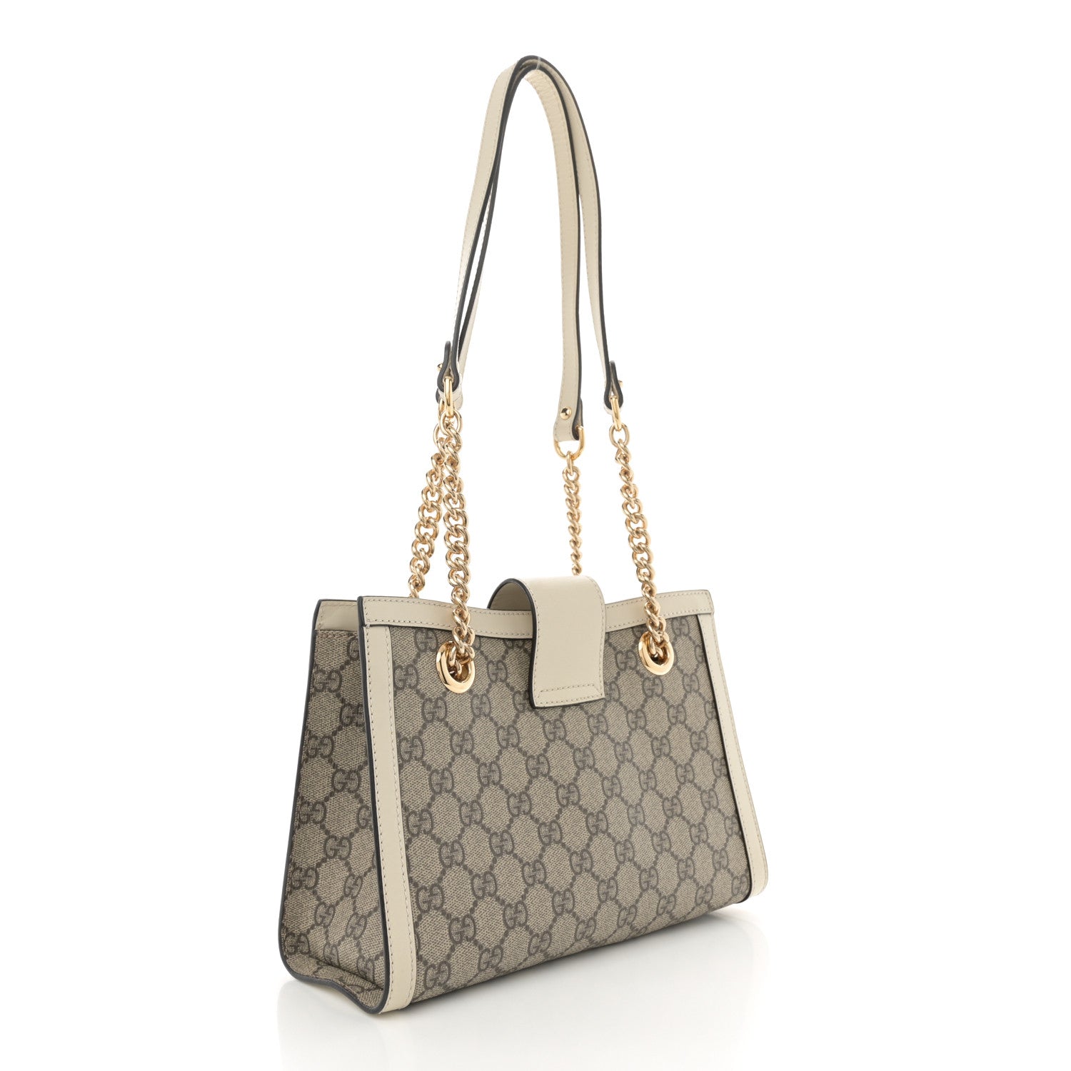 Gucci GG Supreme Monogram Moon Calfskin Small Padlock Tote Beige Ebony Mystic White 2 of 11