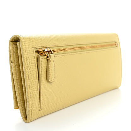 Prada Saffiano Metal Bar Continental Flap Wallet Polline 3 of 10