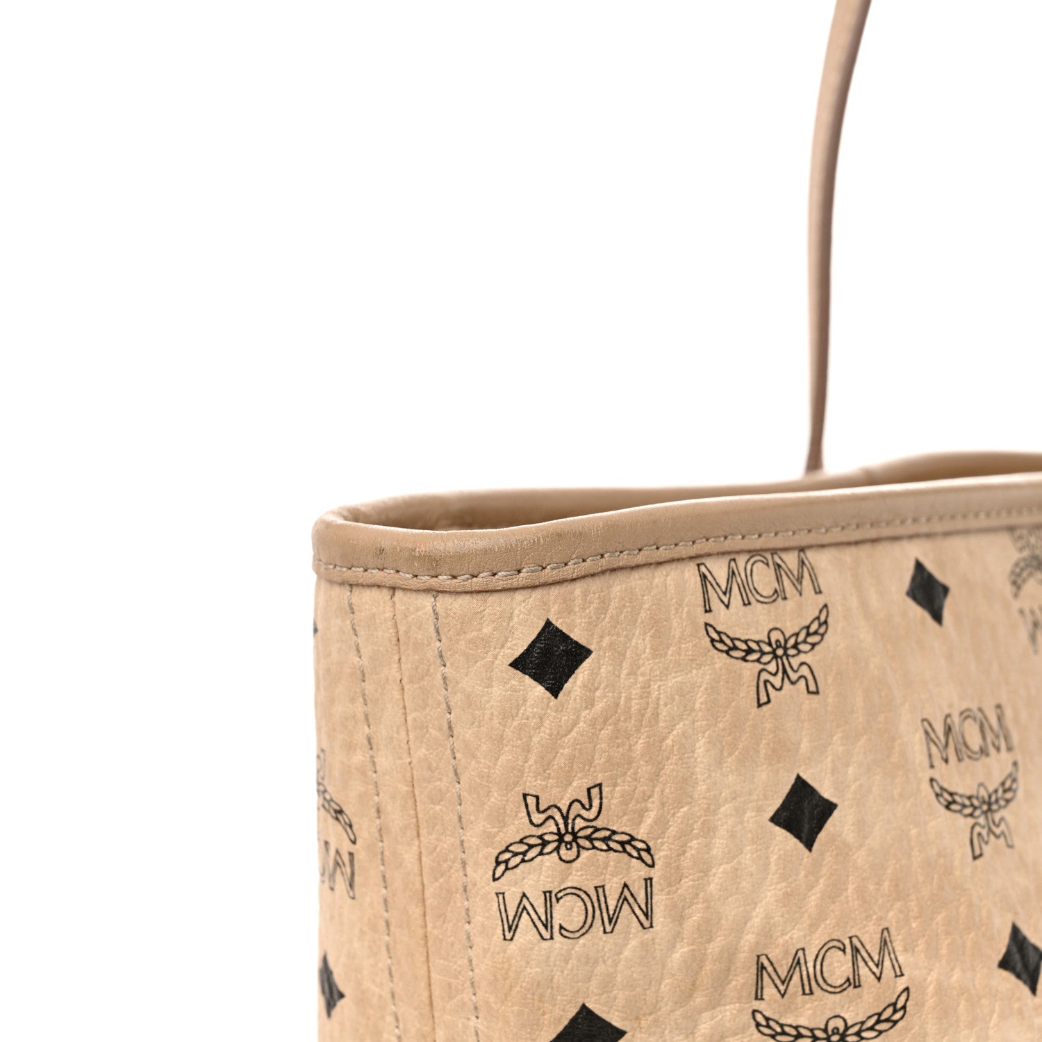 MCM Visetos Medium Top Zip Shopper Tote Beige 11 of 15