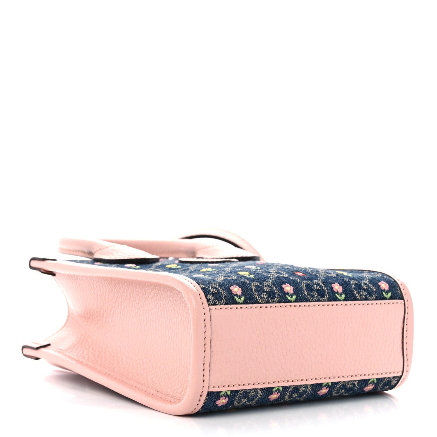Gucci Denim Dollar Calfskin GG Monogram Mini Retro Interlocking G Tote Bag Blue Tea Multicolor Powder Pink 4 of 11